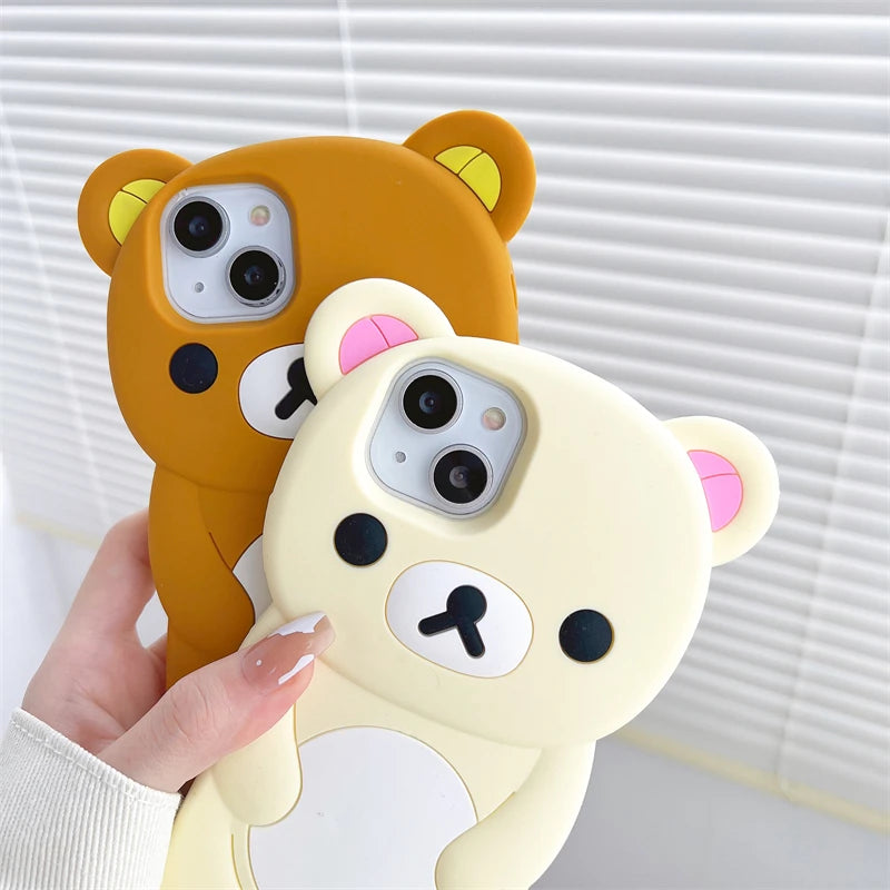 Cute 3D Cartoon Rilakkuma Bear Phone Case