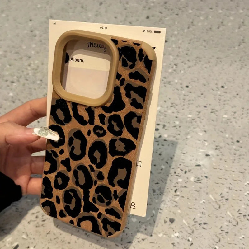 Fashionable Leopard Print Bonded Leather Phone Case